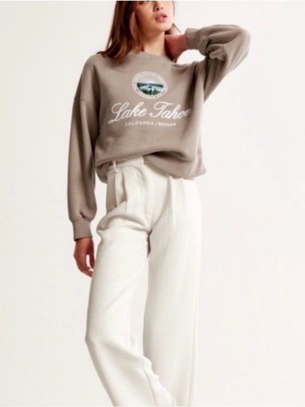 Abercrombie & Fitch Taupe Lake Tahoe Graphic Sweatshirt